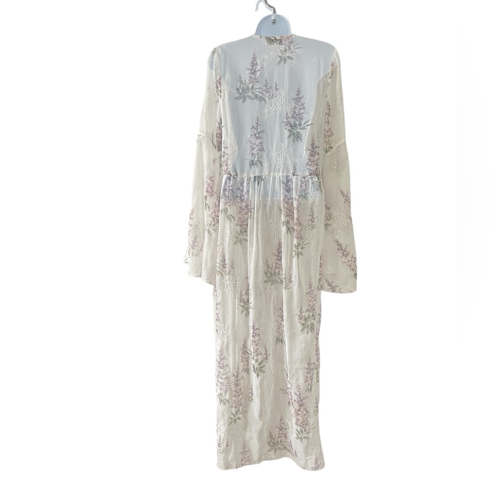 ACOA Sheer Floral Maxi Kimono Cover Up Small Cottagecore Fairycore Boho - Picture 3 of 11